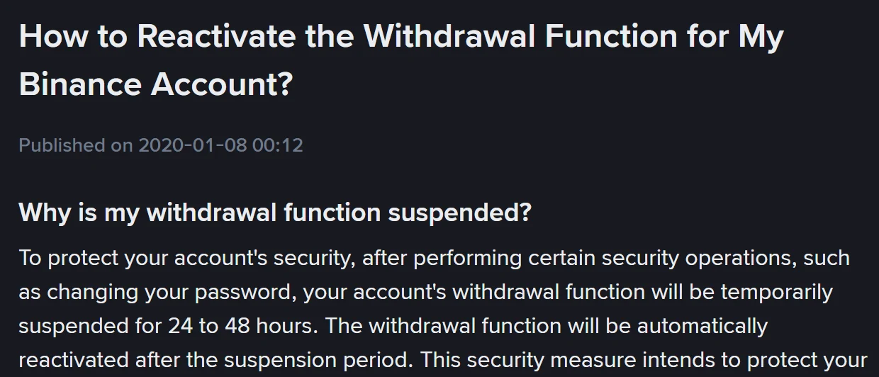Binance withdrawal suspended அல்லது account limited: எவ்வளவு நேரம், எங்கே appeal
