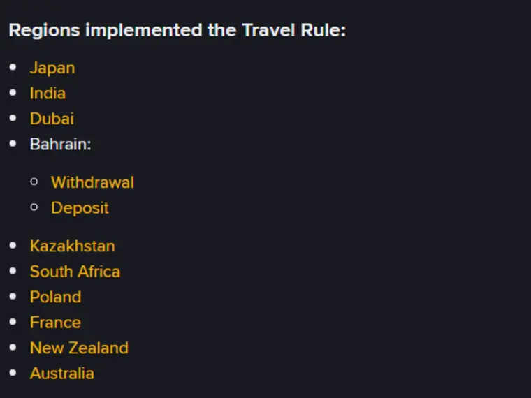 Binance உதவி மையப் பக்கத்தில் Travel Rule நடைமுறையில் உள்ள பகுதிகளின் பட்டியல்; Japan-க்கு அடுத்து India இடம்பெற்றுள்ளது