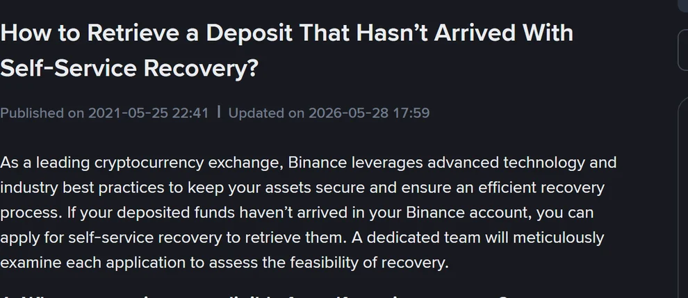 Deposito Binance non accreditato: quanto aspettare e come recuperarlo